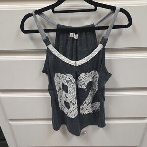 2 Shirts: Gray Lace And Pink Number Tank Top